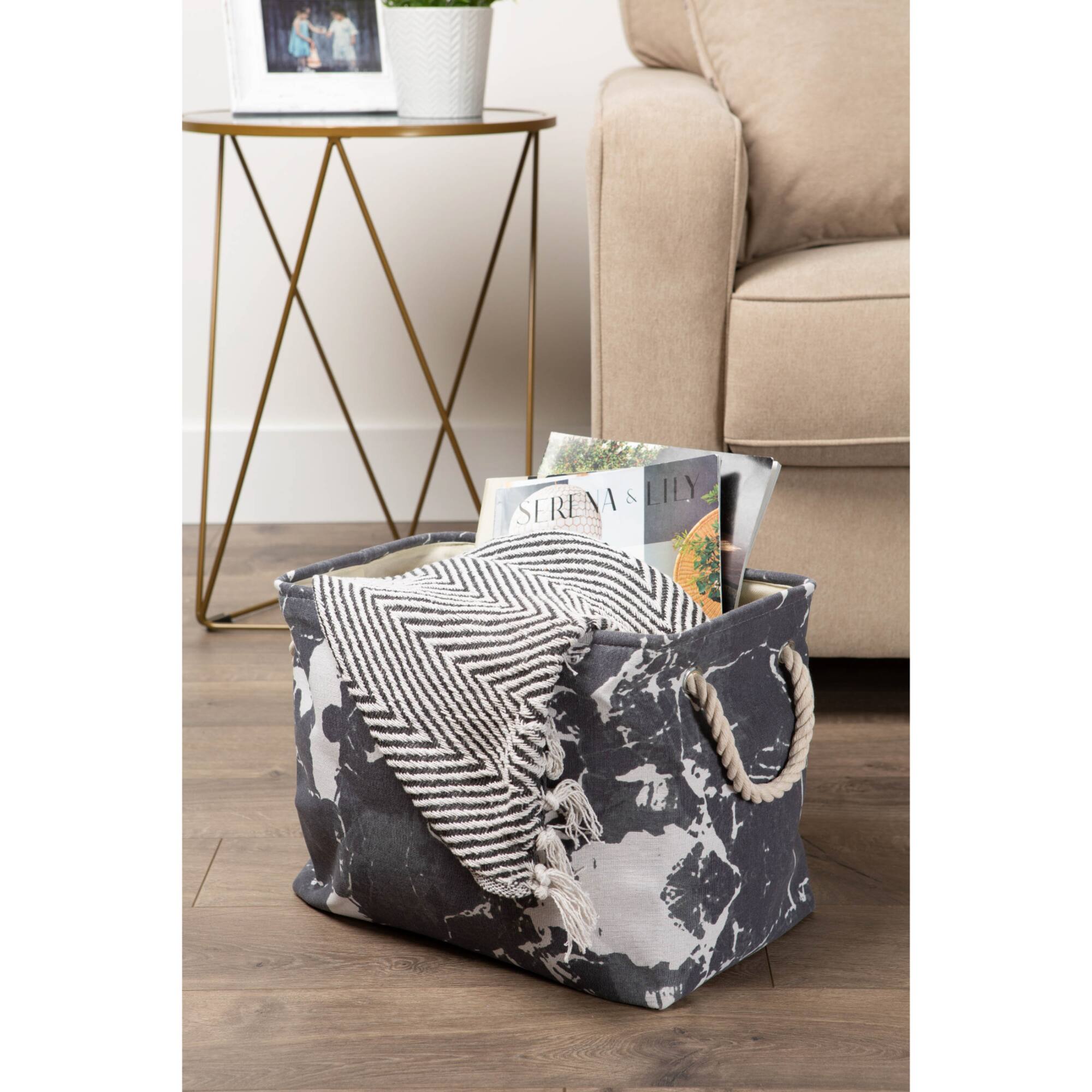 DII® Large Rectangle Marble Black Polyester Bin